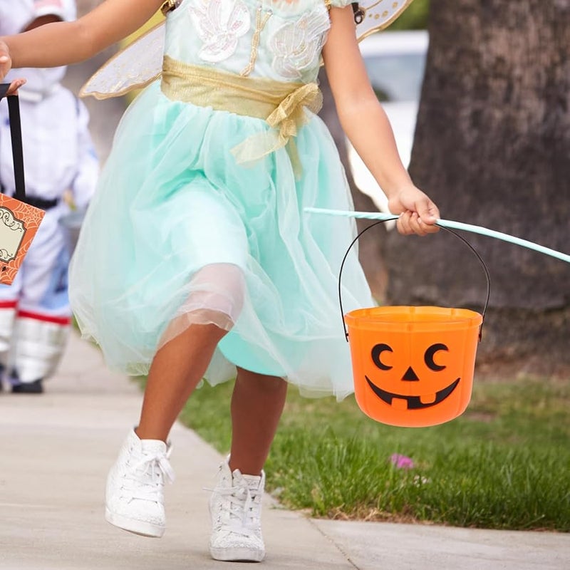 Halloween Pumpkin Candy Basket with Handle 2Pcs Orange Trick or Treat Bucket for Kids Party - Image 5